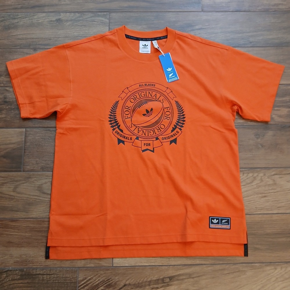 Adidas All Blacks Shirt Mens Small Orange Rugby‎ Graphic Tee T-Shirt Cotton
